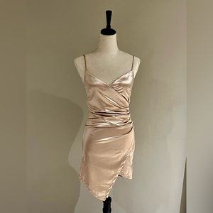 Satin blush mini dress